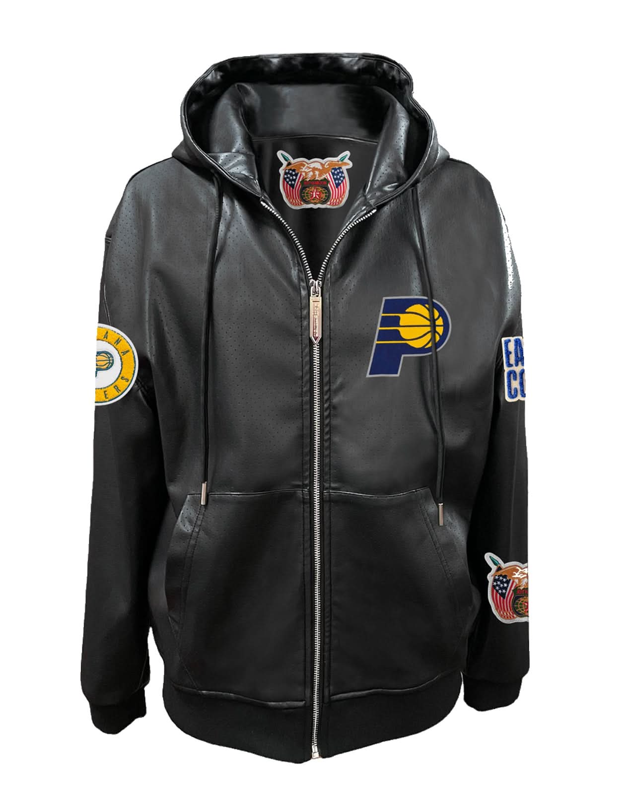Indiana Pacers Lightweight Vegan Zip-Up Hooded Jacket Black