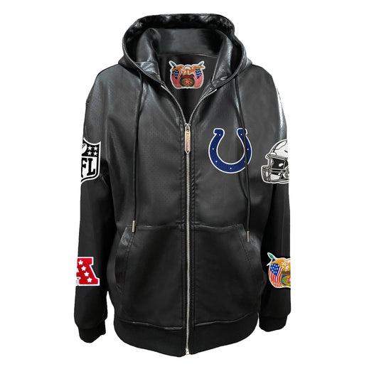 INDIANAPOLIS COLTS LIGHTWEIGHT VEGAN ZIP-UP HOODED JACKET