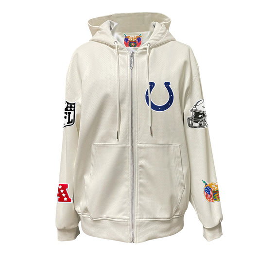 INDIANAPOLIS COLTS LIGHTWEIGHT VEGAN ZIP-UP HOODED JACKET WHITE