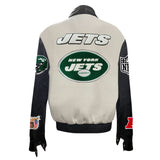 NEW YORK JETS WOOL & LEATHER JACKET Off White/Black - AR