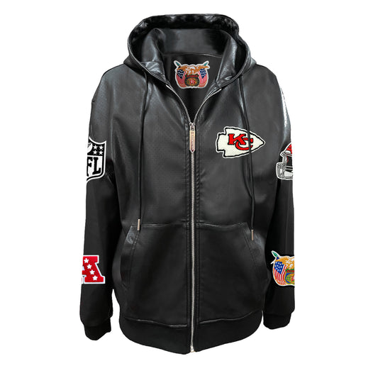 KANSAS CITY CHIEFS LIGHTWEIGHT VEGAN ZIP-UP HOODED JACKET