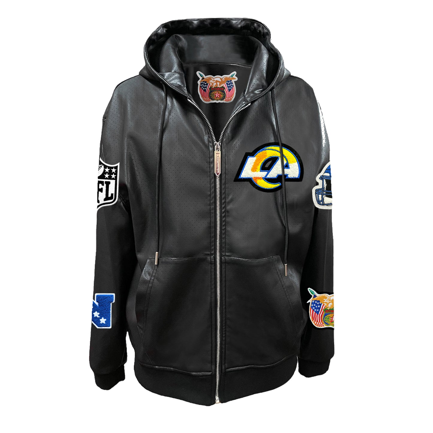 LOS ANGELES RAMS LIGHTWEIGHT VEGAN ZIP-UP HOODED JACKET