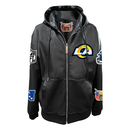 LOS ANGELES RAMS LIGHTWEIGHT VEGAN ZIP-UP HOODED JACKET