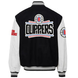 Los Angeles Clippers Black Wool & Leather Varsity Jacket Black & White AR