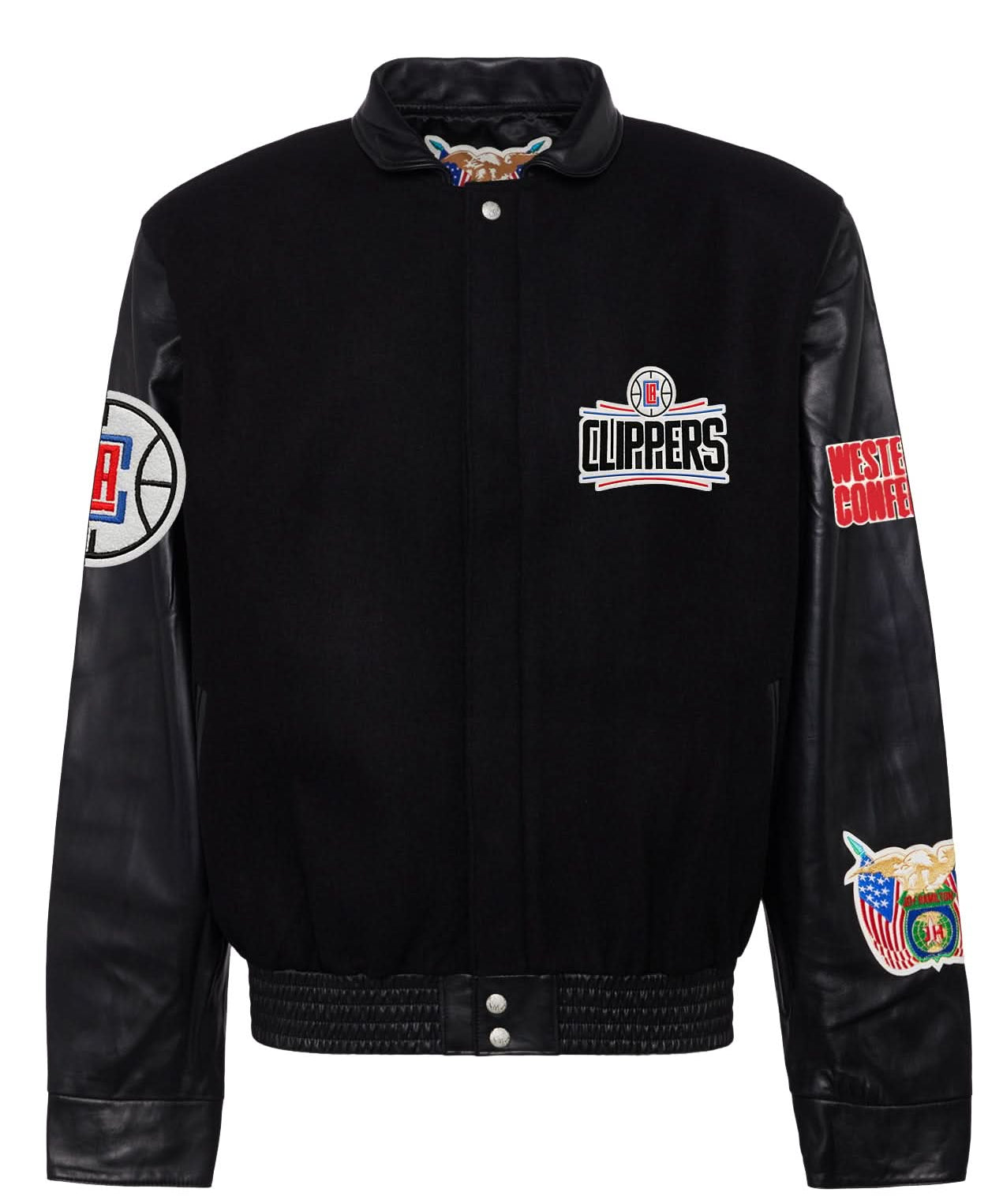 LOS ANGELES CLIPPERS WOOL & LEATHER JACKET Black