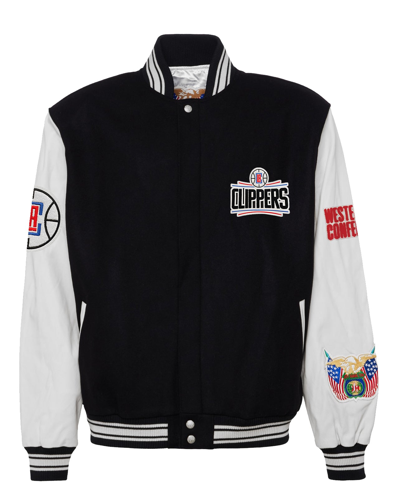 LOS ANGELES CLIPPERS WOOL & LEATHER VARSITY JACKET Black / White