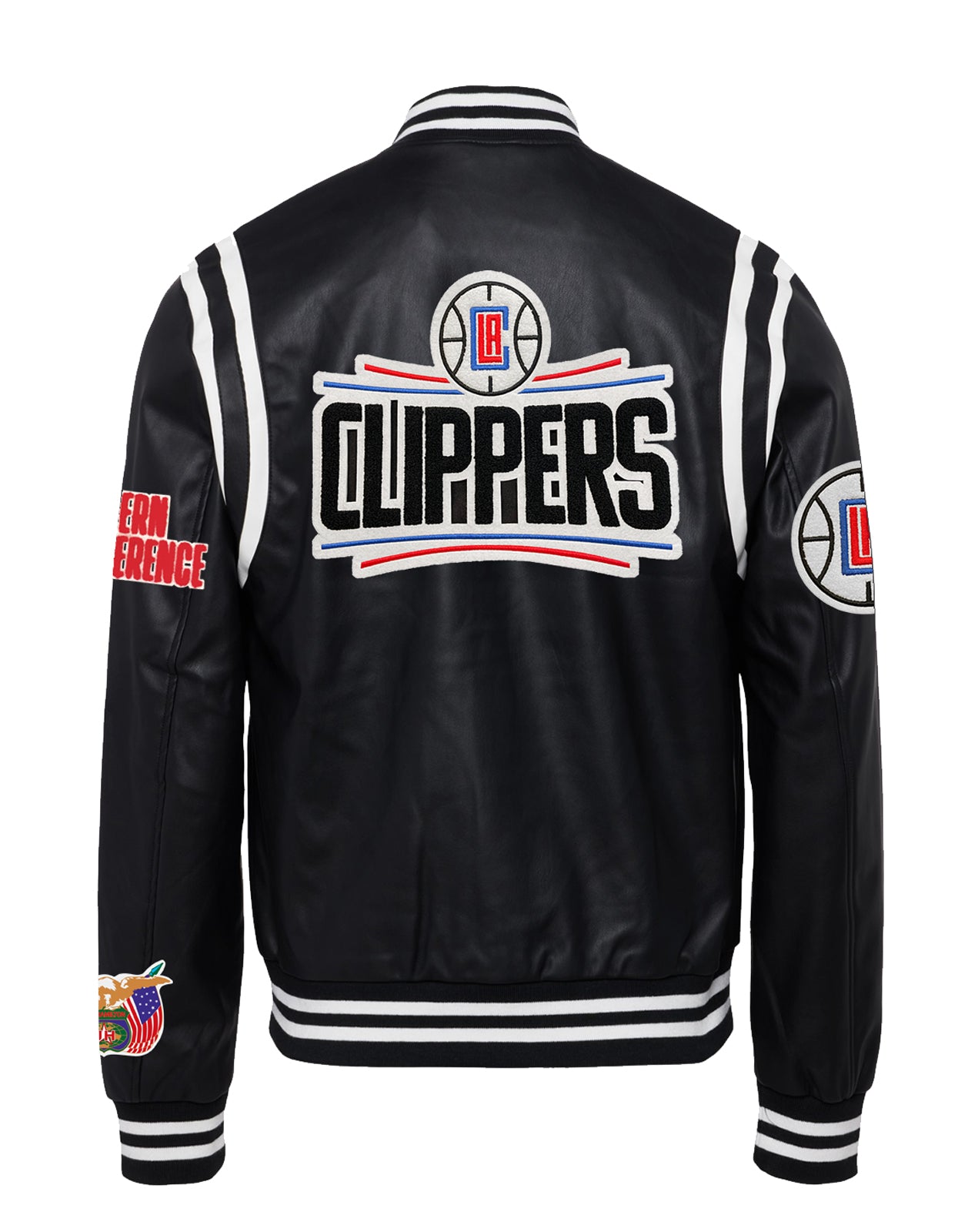 LOS ANGELES CLIPPERS VEGAN LEATHER JACKET Black / White