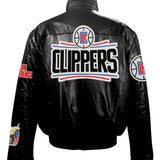 Los Angeles Clippers Full Leather Puffer Jacket Black