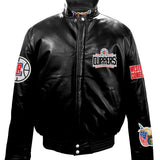 Los Angeles Clippers Full Leather Puffer Jacket Black