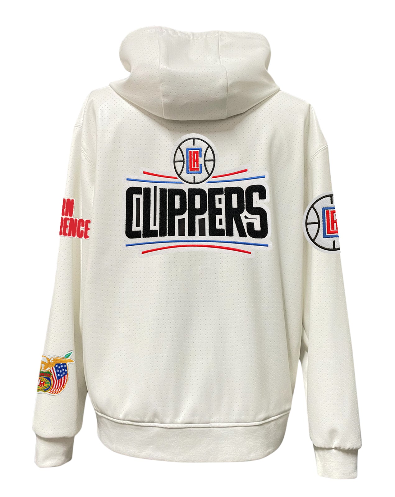 LOS ANGELES CLIPPERS LIGHTWEIGHT VEGAN ZIP-UP HOODED JACKET WHITE