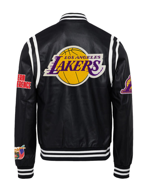 LOS ANGELES LAKERS VEGAN LEATHER JACKET Black / White – Jeff