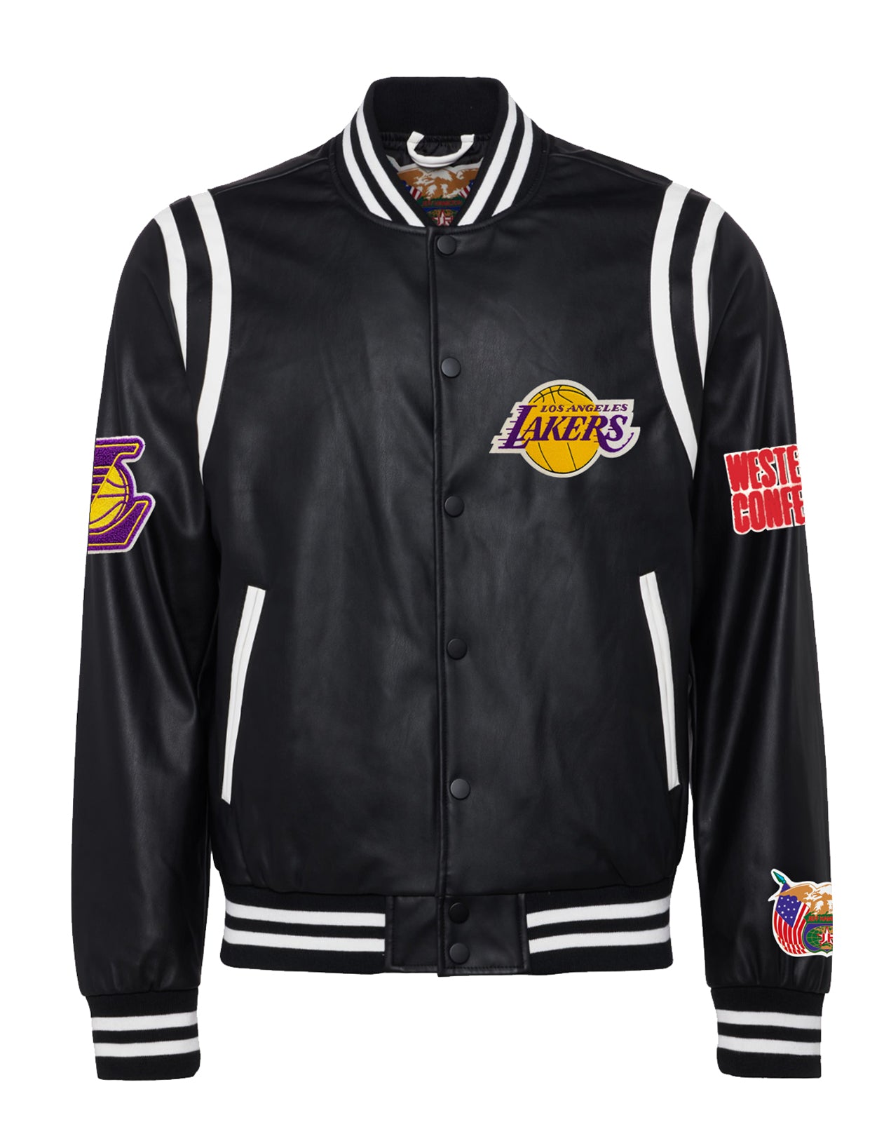 LOS ANGELES LAKERS VEGAN LEATHER JACKET Black / White – Jeff