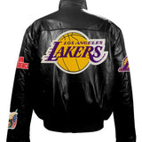 Los Angeles Lakers Full Leather Puffer Jacket Black