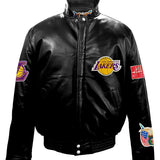 Los Angeles Lakers Full Leather Puffer Jacket Black
