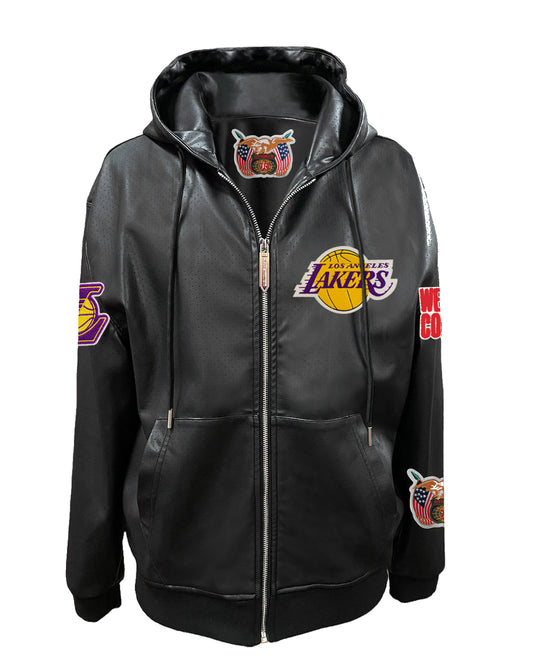 LOS ANGELES LAKERS LIGHTWEIGHT VEGAN ZIP-UP HOODED JACKET