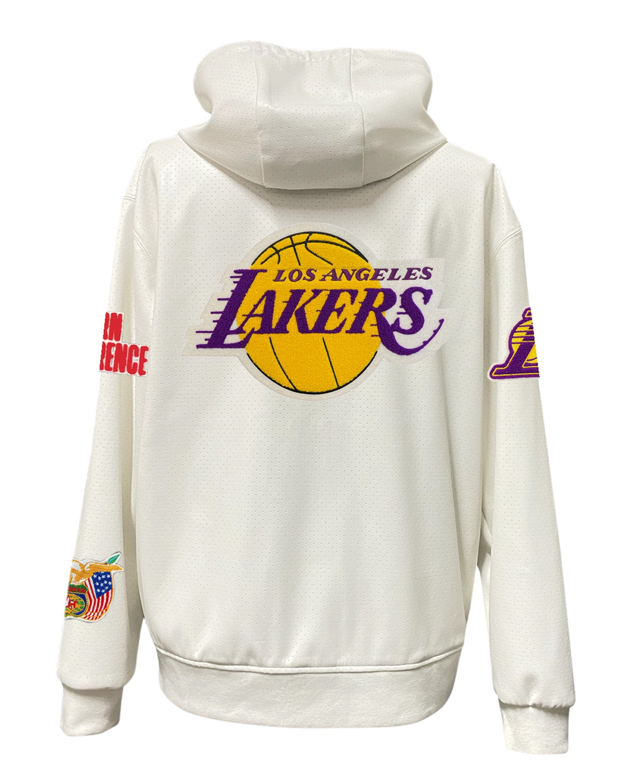 LOS ANGELES LAKERS LIGHTWEIGHT VEGAN ZIP-UP HOODED JACKET WHITE