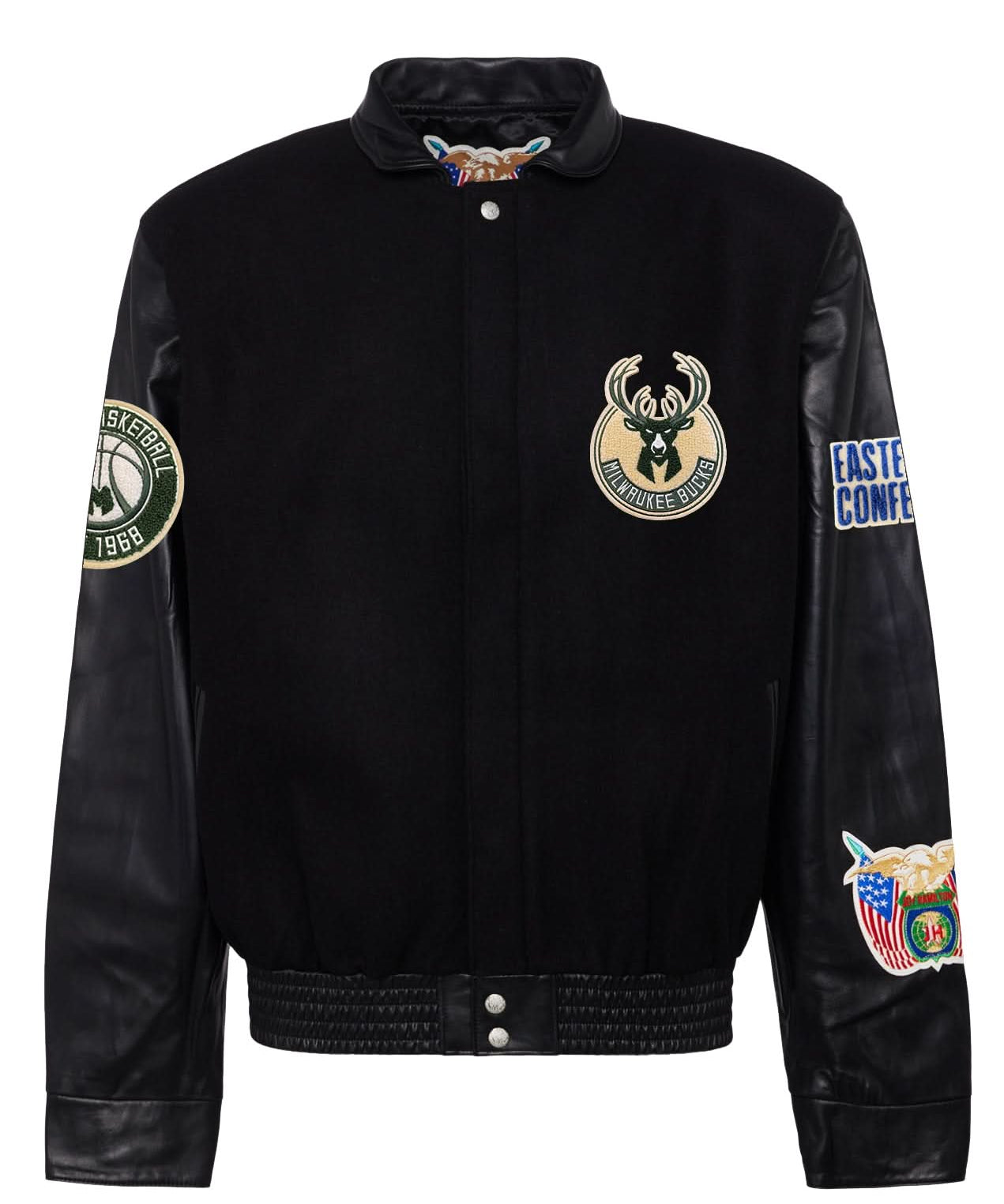 MILWAUKEE BUCKS WOOL & LEATHER JACKET Black
