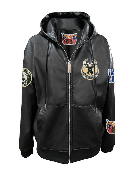 MILWAUKEE BUCKS LIGHTWEIGHT VEGAN ZIP-UP HOODED JACKET