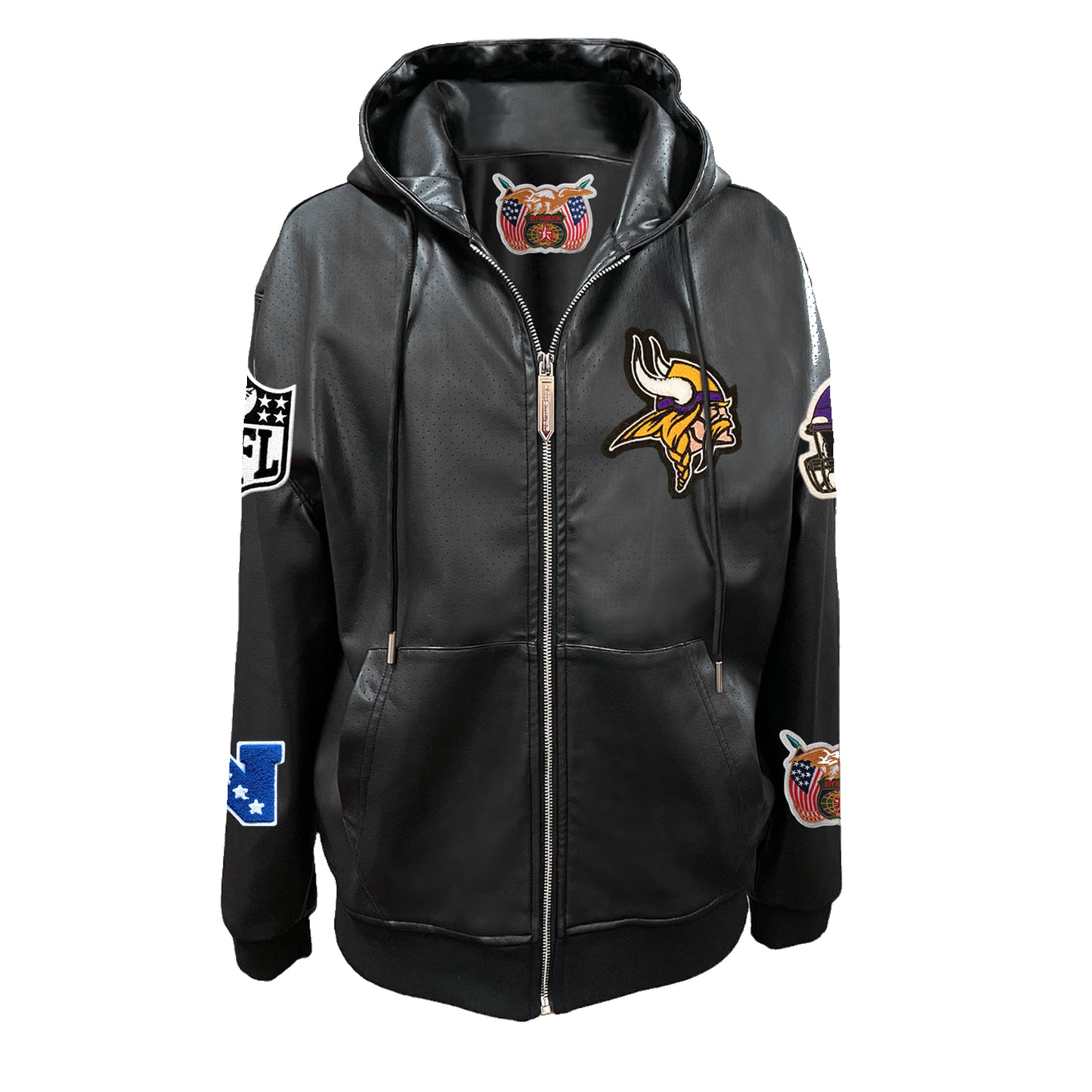 MINNESOTA VIKINGS LIGHTWEIGHT VEGAN ZIP-UP HOODED JACKET