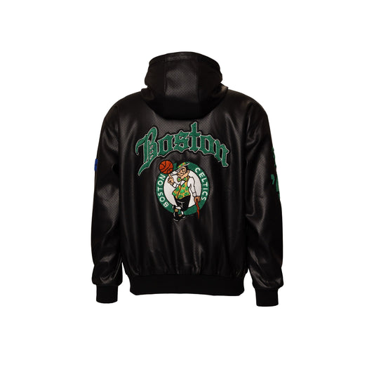 BOSTON CELTICS 1946 LIGHTWEIGHT VEGAN ZIP-UP HOODED JACKET Black