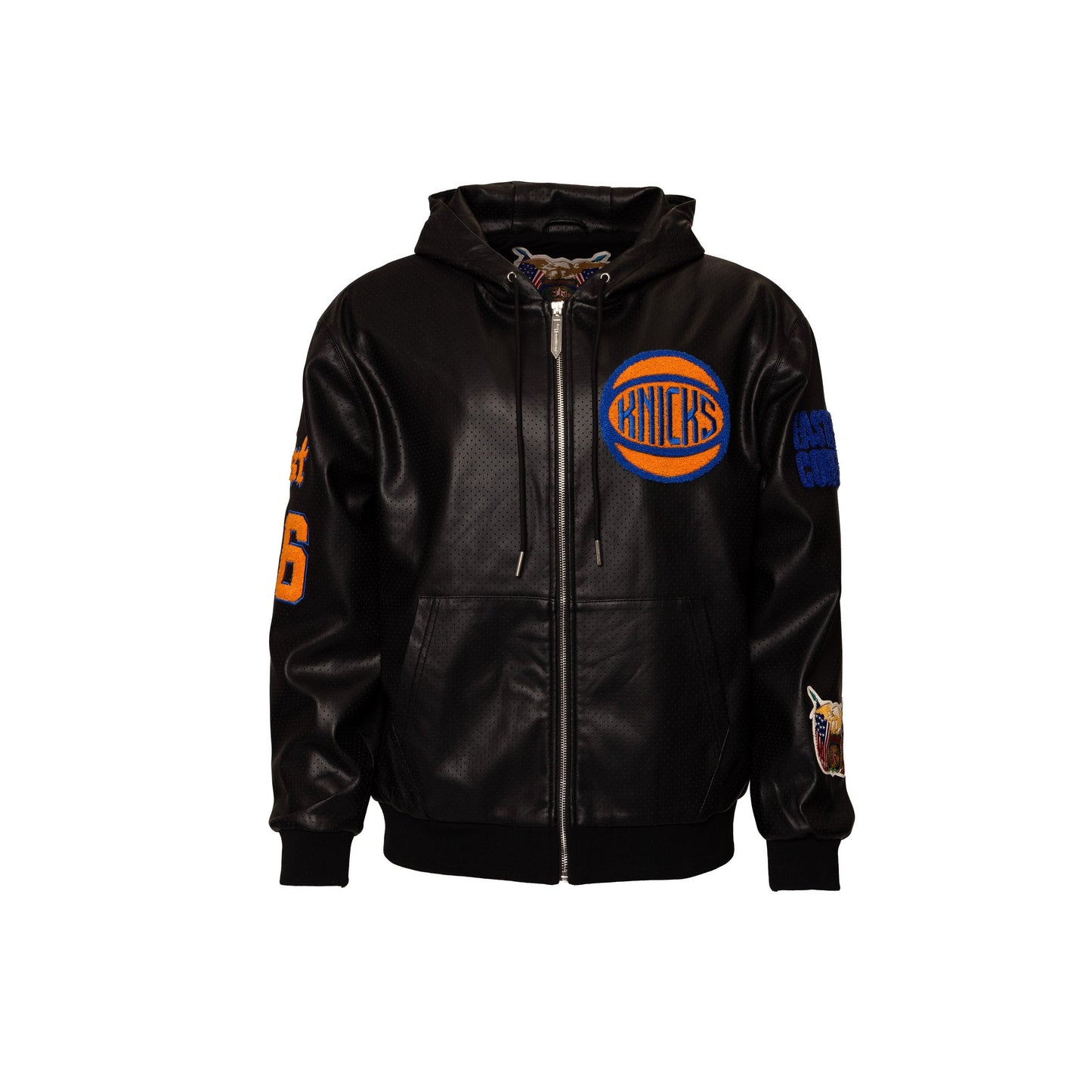 NEW YORK KNICKS 1946 LIGHTWEIGHT VEGAN ZIP-UP HOODED JACKET Black