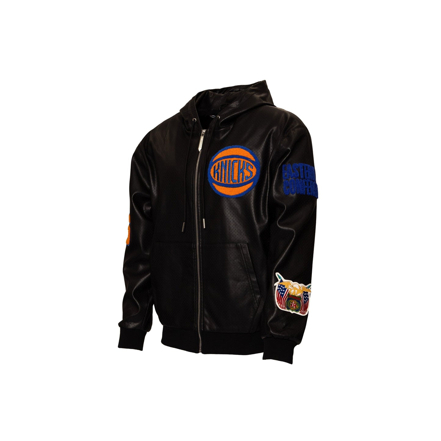 NEW YORK KNICKS 1946 LIGHTWEIGHT VEGAN ZIP-UP HOODED JACKET Black