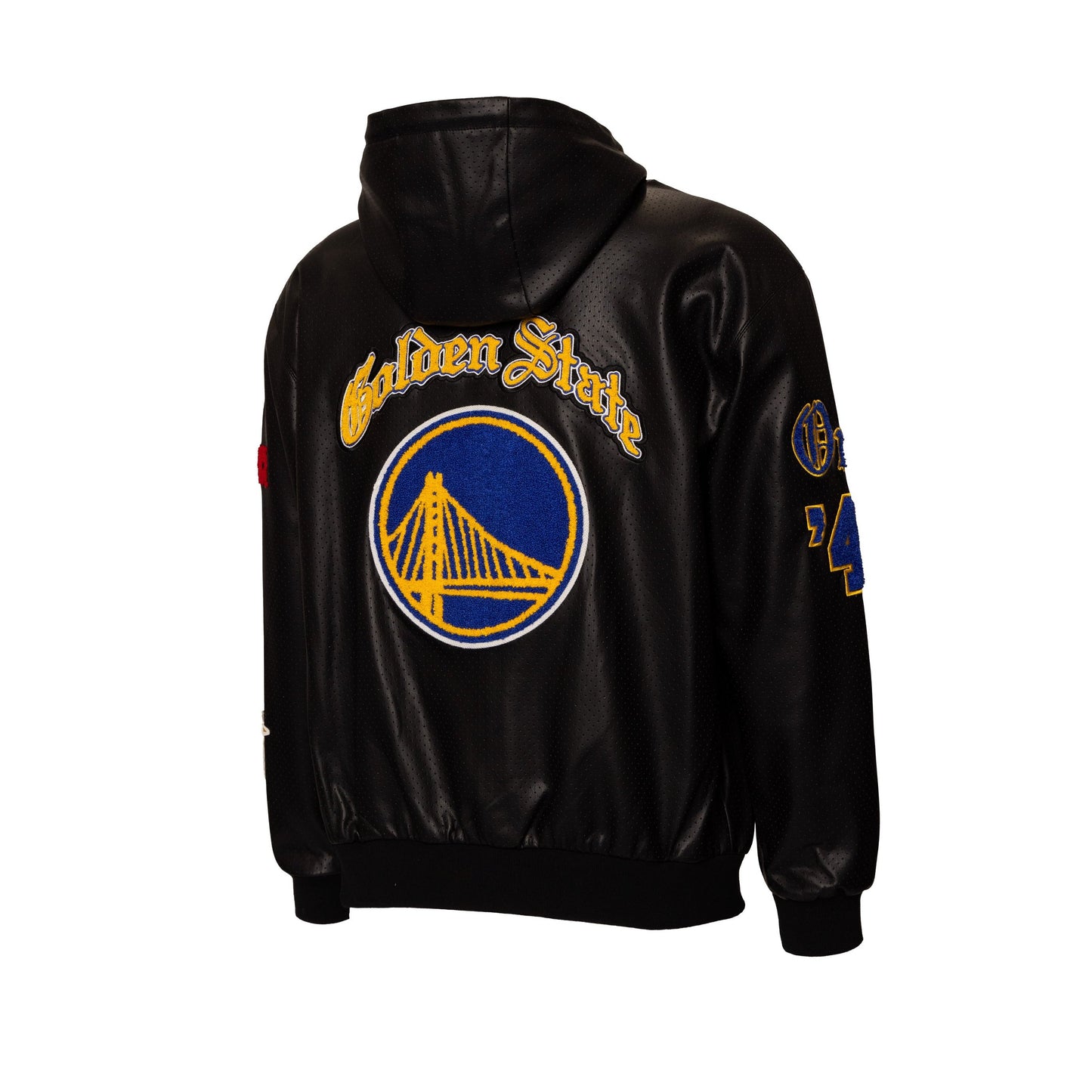 GOLDEN STATE WARRIORS 1946 LIGHTWEIGHT VEGAN ZIP-UP HOODED JACKET Black