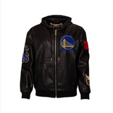 Golden State Warriors 1946 Lightweight Vegan Zip-Up Hooded Jacket Black