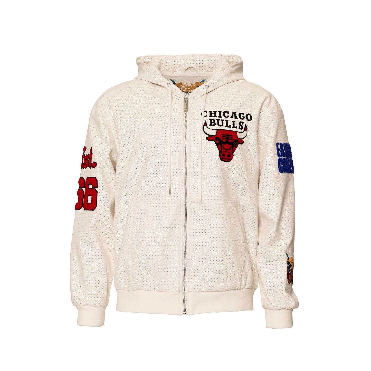 CHICAGO BULLS 1966 LIGHTWEIGHT VEGAN ZIP-UP HOODED JACKET White