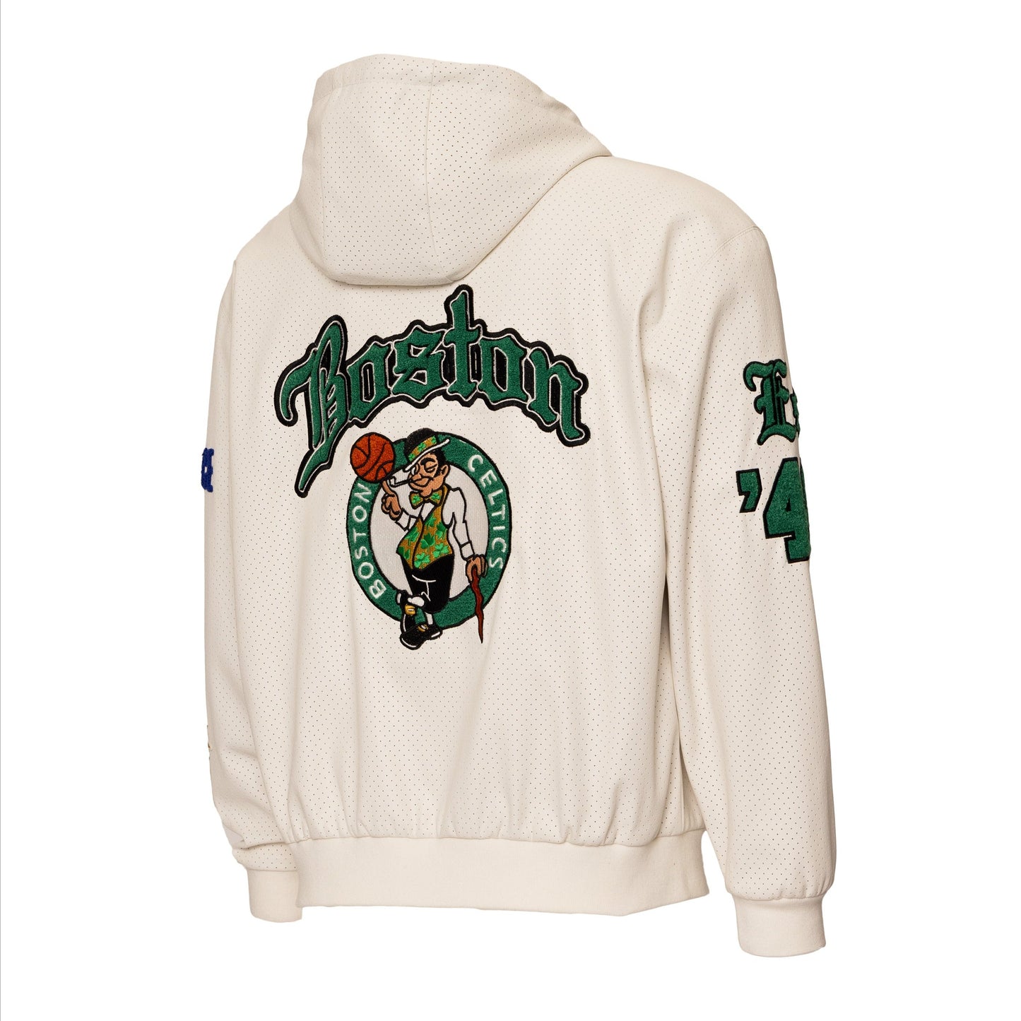 BOSTON CELTICS 1946 LIGHTWEIGHT VEGAN ZIP-UP HOODED JACKET White