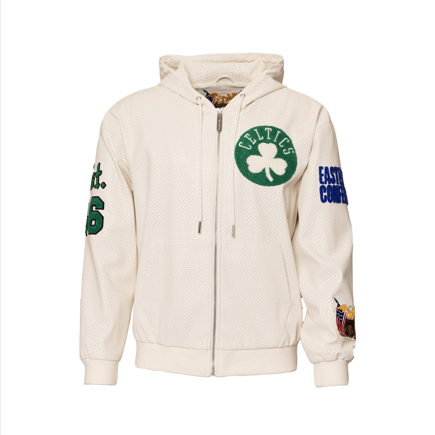 BOSTON CELTICS 1946 LIGHTWEIGHT VEGAN ZIP-UP HOODED JACKET White