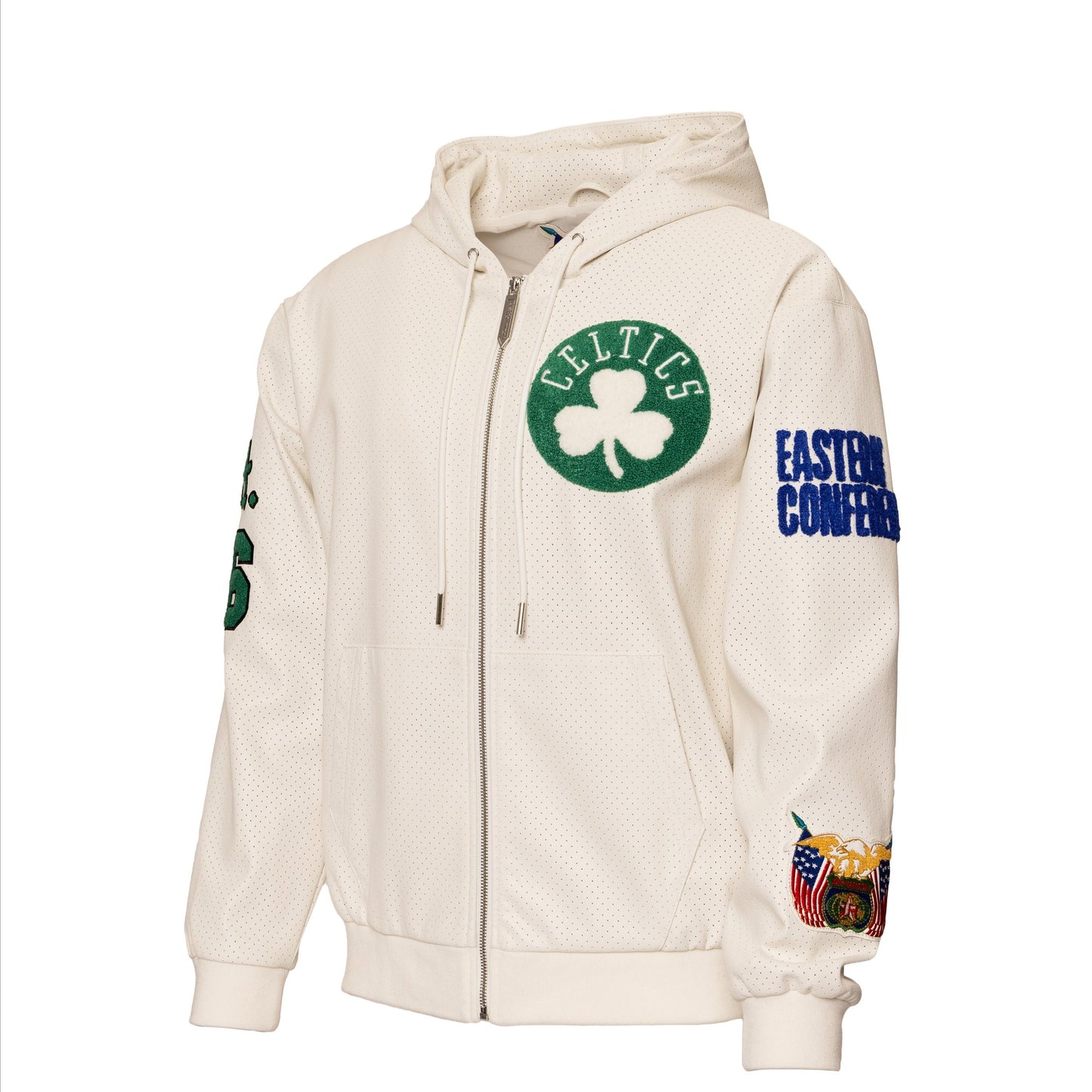 BOSTON CELTICS 1946 LIGHTWEIGHT VEGAN ZIP-UP HOODED JACKET White