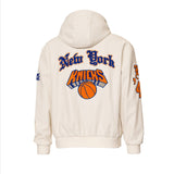 New York Knicks 1946 Lightweight Vegan Zip-Up Hooded Jacket White