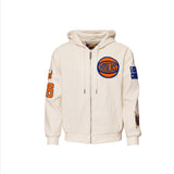 New York Knicks 1946 Lightweight Vegan Zip-Up Hooded Jacket White