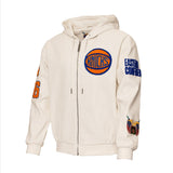 New York Knicks 1946 Lightweight Vegan Zip-Up Hooded Jacket White