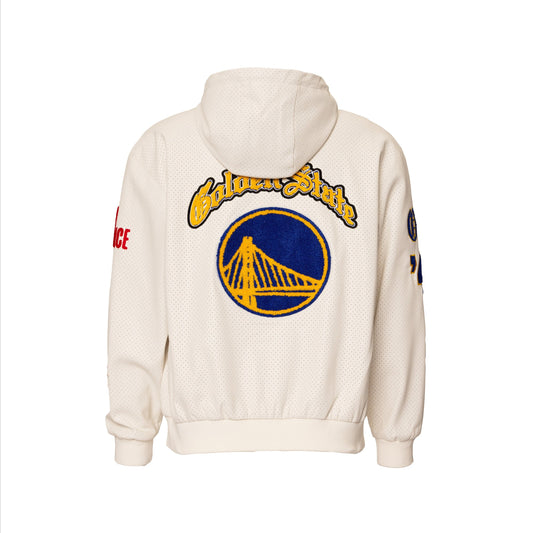 GOLDEN STATE WARRIORS 1946 LIGHTWEIGHT VEGAN ZIP-UP HOODED JACKET White