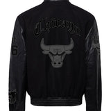 Chicago Bulls Wool & Leather Old English Varsity Jacket Black/Black