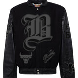 Chicago Bulls Wool & Leather Old English Varsity Jacket Black/Black