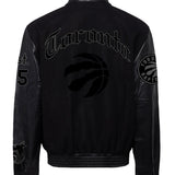 Toronto Raptors Wool & Leather Old English Varsity Jacket Black/Black