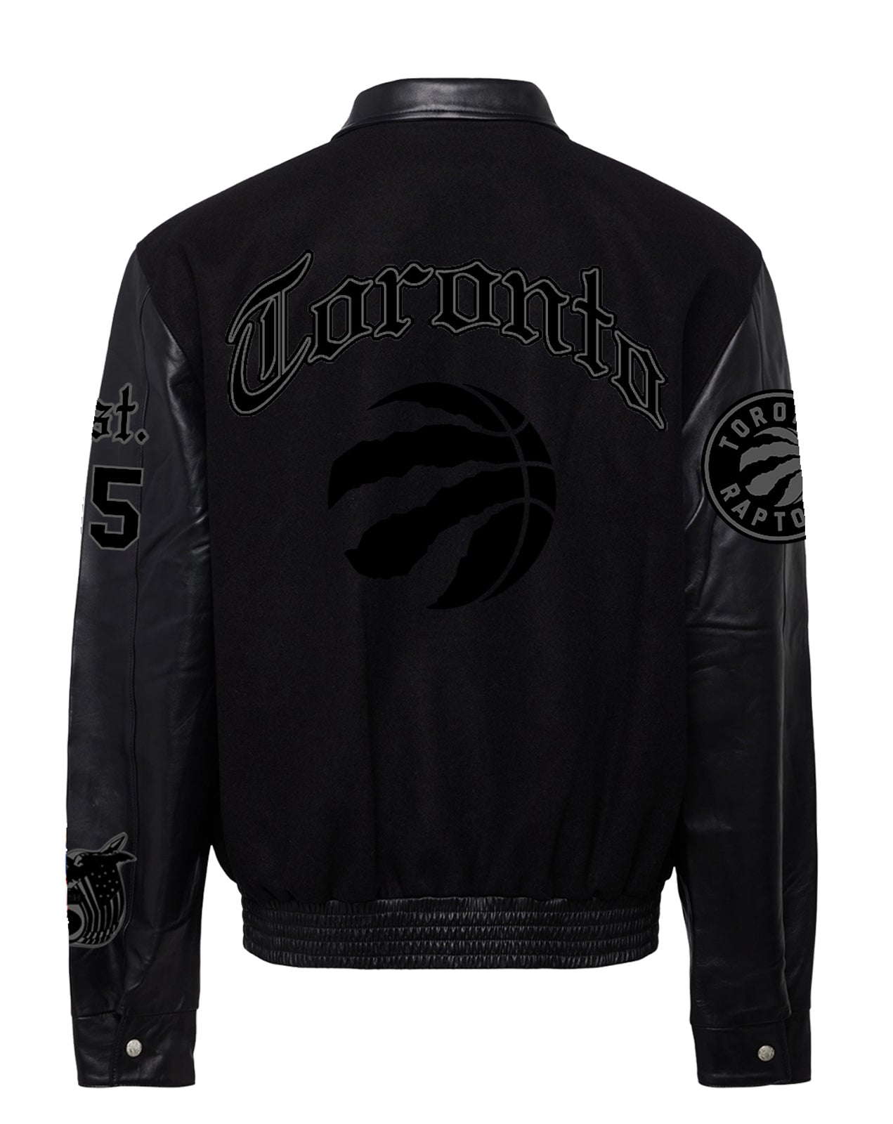 TORONTO RAPTORS WOOL & LEATHER OLD ENGLISH VARSITY JACKET Black/Black