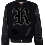 Toronto Raptors Wool & Leather Old English Varsity Jacket Black/Black