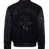 Houston Rockets Wool & Leather Old English Varsity Jacket Black/Black