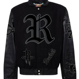 Houston Rockets Wool & Leather Old English Varsity Jacket Black/Black