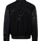 San Antonio Spurs Wool & Leather Old English Varsity Jacket Black/Black