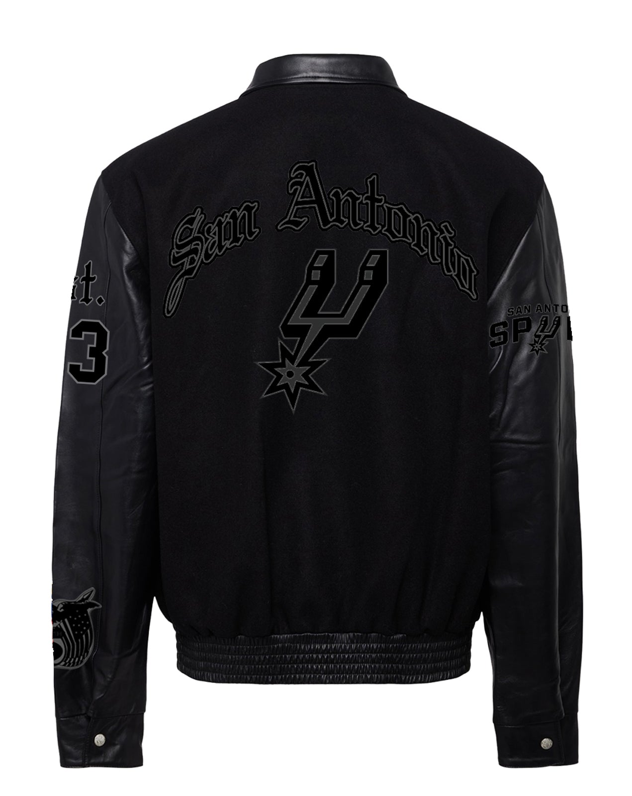 SAN ANTONIO SPURS WOOL & LEATHER OLD ENGLISH VARSITY JACKET Black/Black