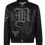 Chicago Bulls Full Leather Old English Jacket Black/Black