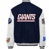 NEW YORK GIANTS WOOL & LEATHER VARSITY JACKET NAVY/WHT - AR
