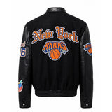New York Knicks Old English Wool & Leather Jacket Black