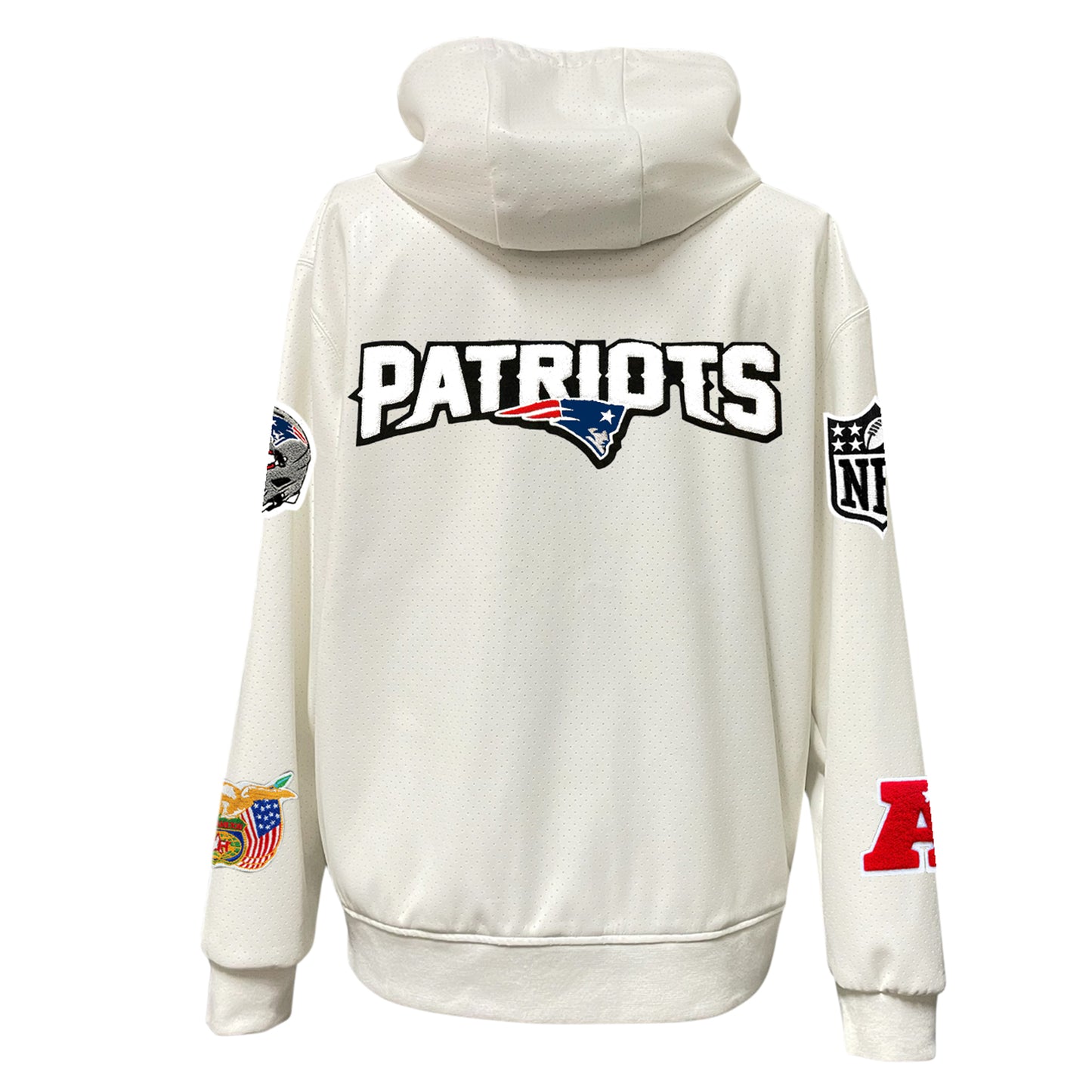 NEW ENGLAND PATRIOTS LIGHTWEIGHT VEGAN ZIP-UP HOODED JACKET WHITE