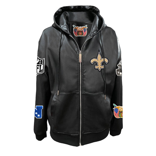 NEW ORLEANS SAINTS LIGHTWEIGHT VEGAN ZIP-UP HOODED JACKET